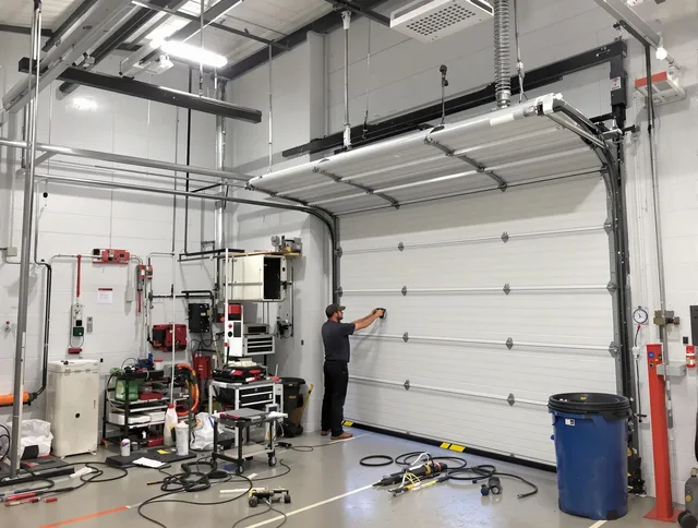 Fairview Park Garage Door Repair certified technician performing commercial door repair at a Fairview Park business facility