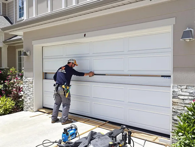Fairview Park Garage Door Repair team performing complete garage door replacement at Fairview Park residence