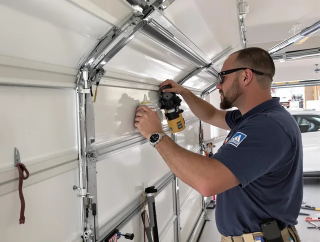 Fairview Park Garage Door Repair technician quieting a noisy garage door in Fairview Park