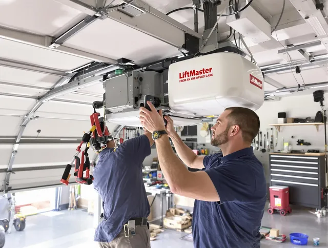 Fairview Park Garage Door Repair technician performing advanced diagnostics on garage opener in Fairview Park