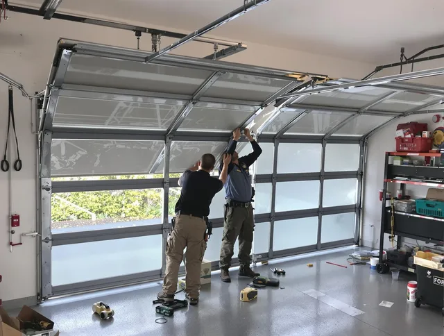 Fairview Park Garage Door Repair expert performing precise panel replacement on Fairview Park garage door